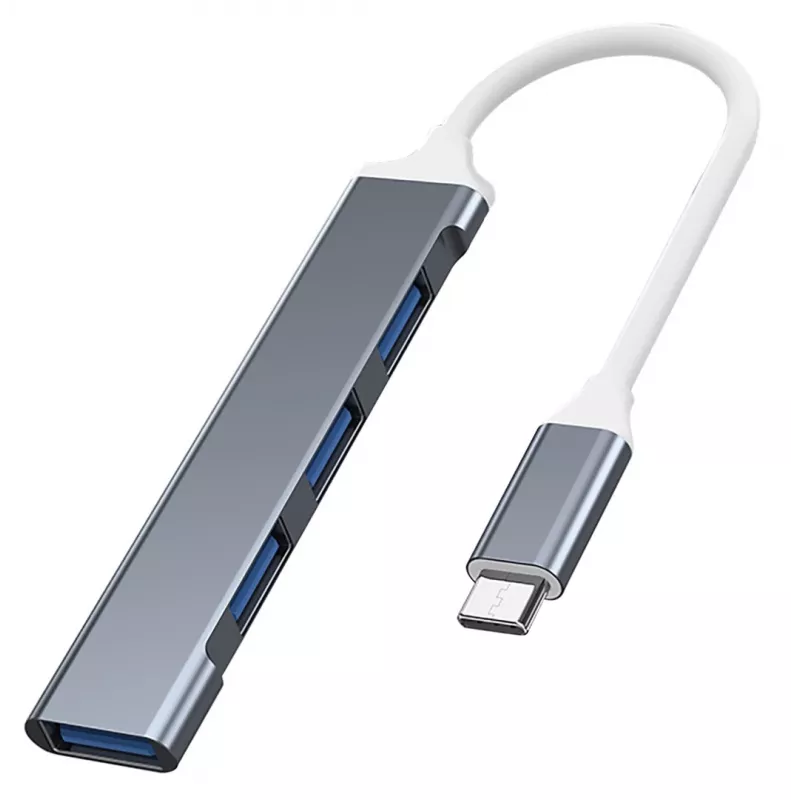USB hub VAKOSS TC-4125X — 1× USB 3.0 Type-A, 3× USB 2.0 Type-A, Host: USB Type-C, Silver
