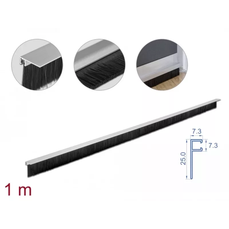 Brush strip DeLOCK 66652 40 mm with aluminium profile angled