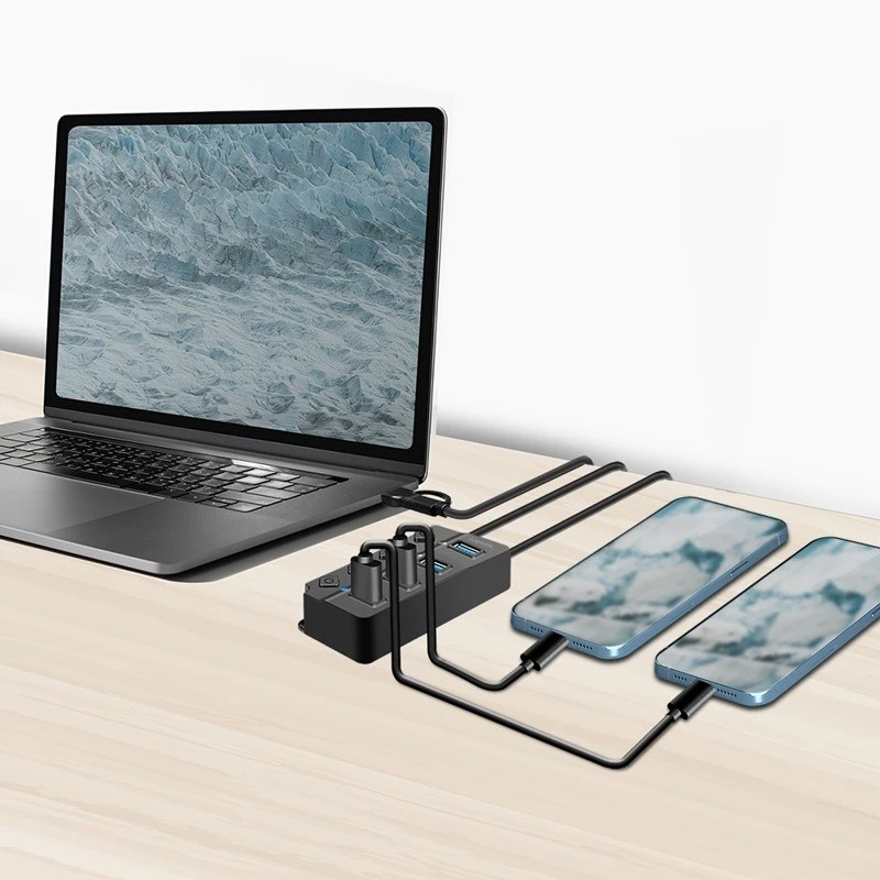 USB3.2 Gen1 HUB, 4xUSB-A on/off switch