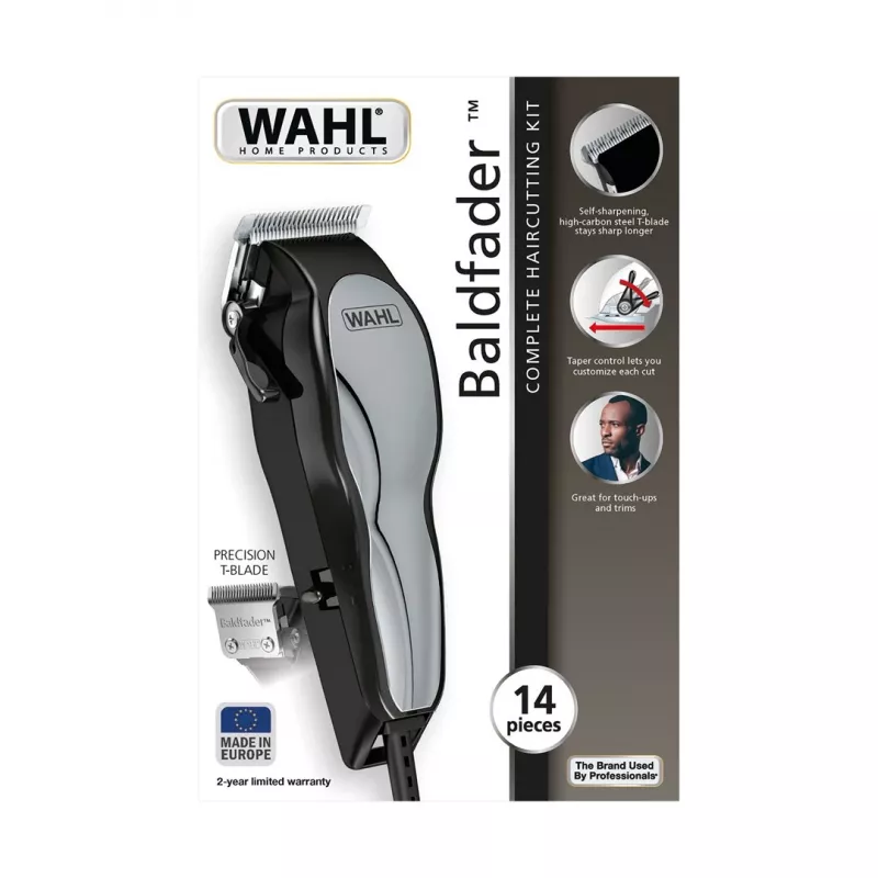 Hair clipper Wahl 20107.0460 Baldfader — corded AC trimmer, 6 length steps, 1–13 mm, 45 mm cutter width, Black/Chrome