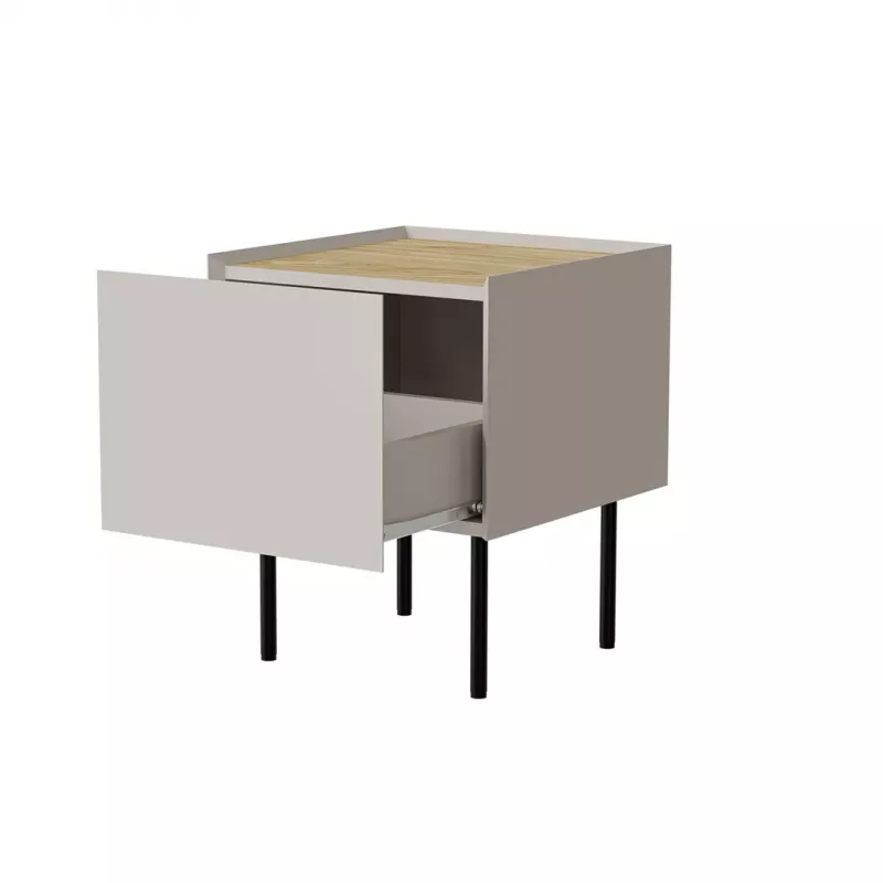 Cama Bedside table, 2 pcs, FELLINI, 40x41x60, cashmere + oiled oak top