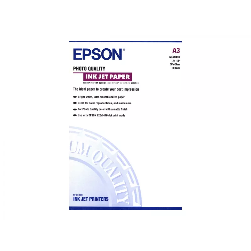 Epson Photo Quality Ink Jet Paper, DIN A3, 102g/m², 100 Sheets