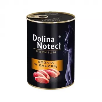 Wet cat food Dolina Noteci 400 g can — Premium adult recipe, duck & chicken, 80% moisture, 10% protein