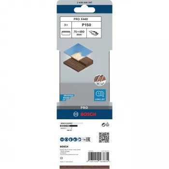 sanding belt X440 Best for Wood and Paint, 75x480mm, K150