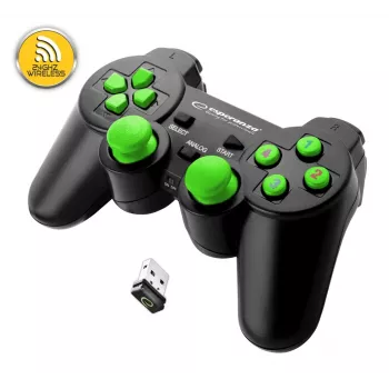 Wired gamepad ESPERANZA EGG108G — USB 2.0, 12 buttons, analogue/digital, D-pad, for PC and PlayStation 3, black/green