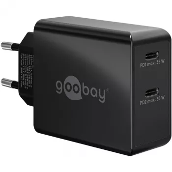 Indoor Charger Goobay 61757 Fast Charging USB Type-C 2 Ports Black