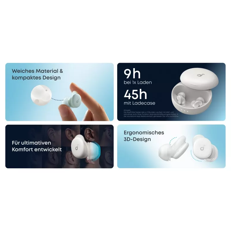Reusable ear plug Anker Soundcore Sleep A30 — in-ear, wireless, green, 2 pcs