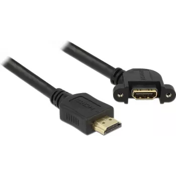 DeLOCK - Video-/Audio-/Network Cable - HDMI - 28 AWG - HDMI, 19-pin (W) - HDMI, 19-pin (M) - 1,0m - Black - 110 degrees angled connector (85103)