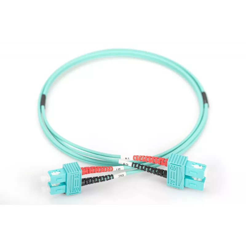 DIGITUS Professional - Patch-Cable - SC multi-mode (M) to SC multi-mode (M) - 2 m - Fibre Optic - 50/125 micrometre - OM3 - Halogen-Free - aquamarine