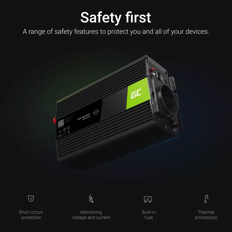 Green Cell INV24 power adapter/inverter Auto 1500 W Black