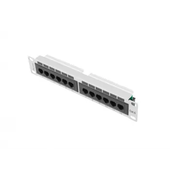 Patch panel LANBERG PPU6-9012-S, 12-port Cat6, metal, grey