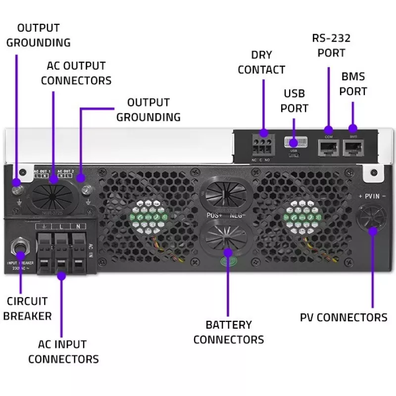 Qoltec, voltage converter, hybrid solar inverter Off-Grid 4kVA 4kW 120A MPPT LCD Wi-Fi BMS Sinus