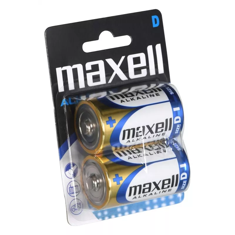 Single-use alkaline battery MAXELL D 1.5V (cylindrical) — 2 pcs, blister