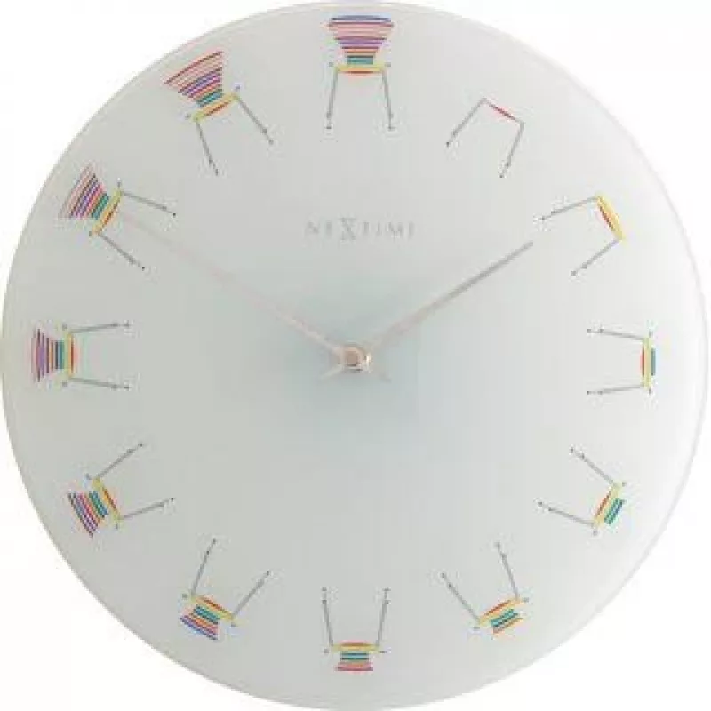 NeXtime klok 8809 Chair, Ø30 cm, Wall, White/ Multi-color