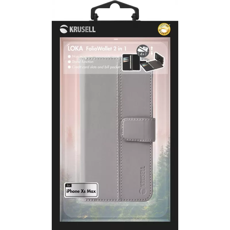 Folio Case Krusell Loka iPhone XS Max 16.5 cm Grey