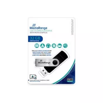 MediaRange MR932 - USB Flash Drive - 32GB - USB2.0 / micro USB - Black/Silver (MR932-2)