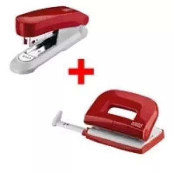 Stapler NOVUS E15+ with Punch E210, red