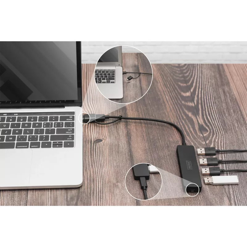 USB Hub, Digitus, DA-70235, 4-Port, USB 3.2 Gen 1, Type-A and Type-C, 12000 Mbit/s