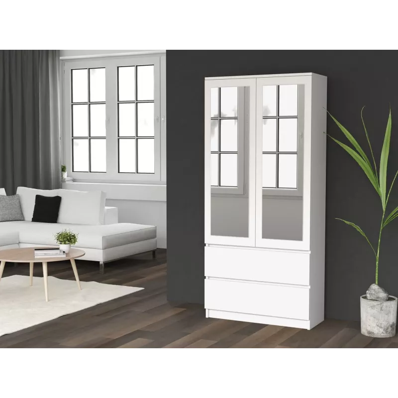 Topeshop SS-90 BIEL LUSTRO bedroom wardrobe/closet 5 shelves 2 door(s) White