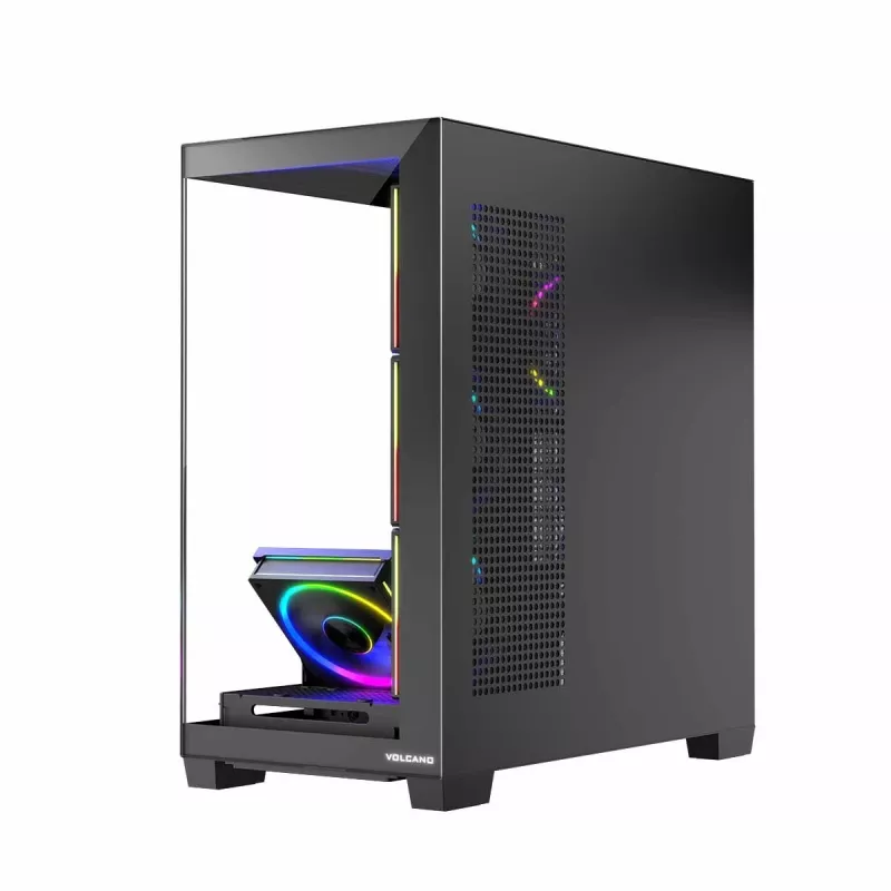 PC Case MODECOM Volcano Stellar 5F ATX Midi Tower, tempered glass, 5 preinstalled fans, USB‑C, supports microATX/ATX, max GPU 420mm, CPU cooler height 175mm