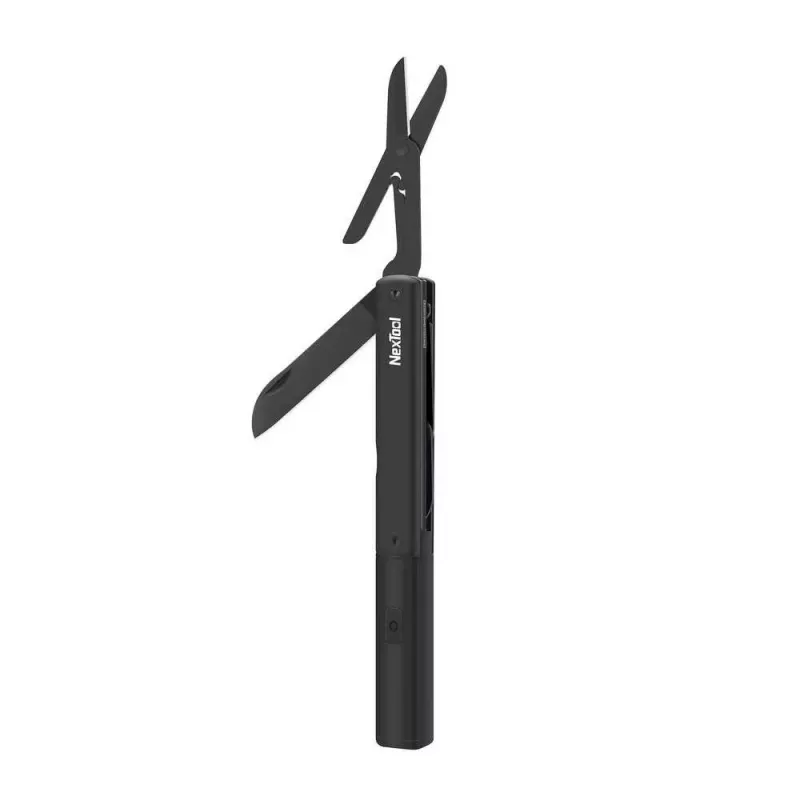Multi-functional flashlight pen Nextool NE20026 — LED 50 lm, 90 min runtime, stainless steel knife, scissors, USB-C, aluminium, 125×15 mm, 38 g