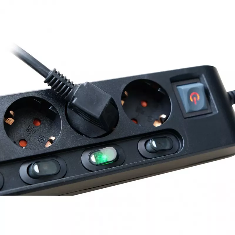 Brennenstuhl Power Strip individually switchable 6-way - to 6 different devices switch individually with ease, 2m Cable, black