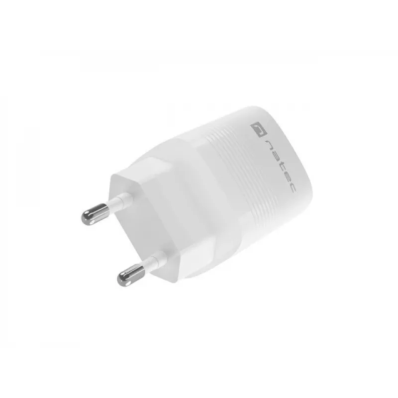 Wired mobile device charger NATEC NUC-2140, 30W, USB-C PD 3.0 + USB-A, Samsung AFC, White