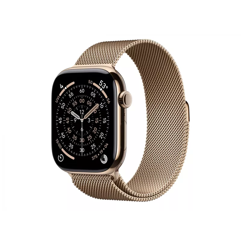Apple Watch Series 11 GPS + Cellular 46mm Gold Titanium Case with Gold Milanese Loop - S/M (MFD74ZR/A)