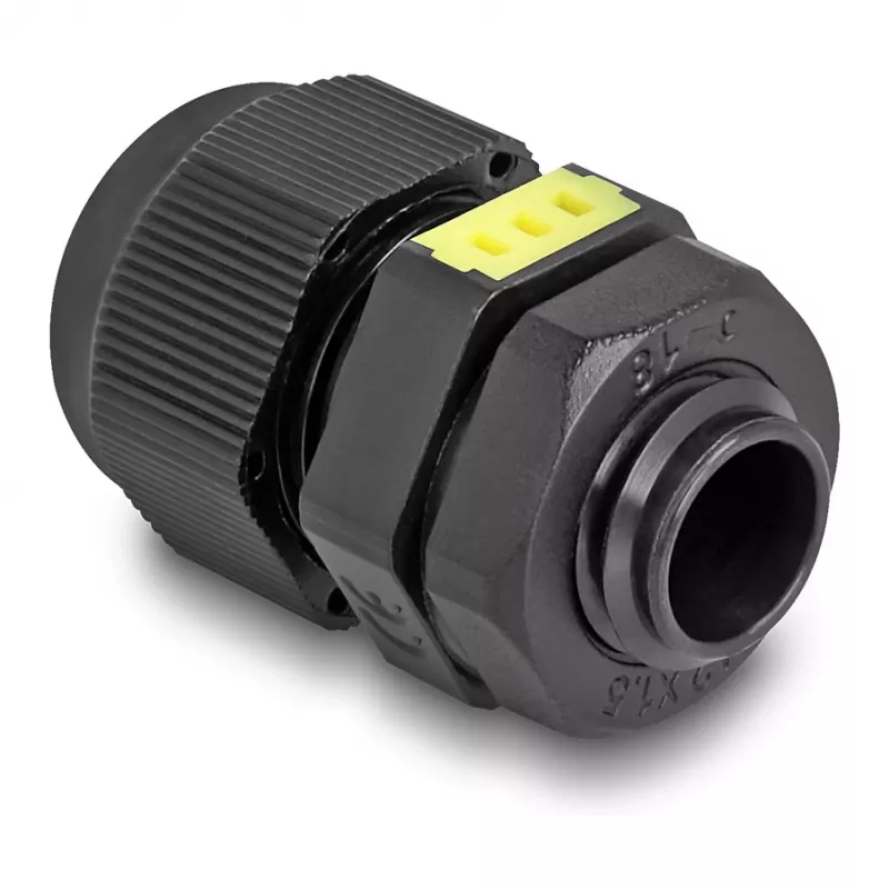 Cable gland M12 DELOCK with ventilation IP68, plastic, black, 2 pieces