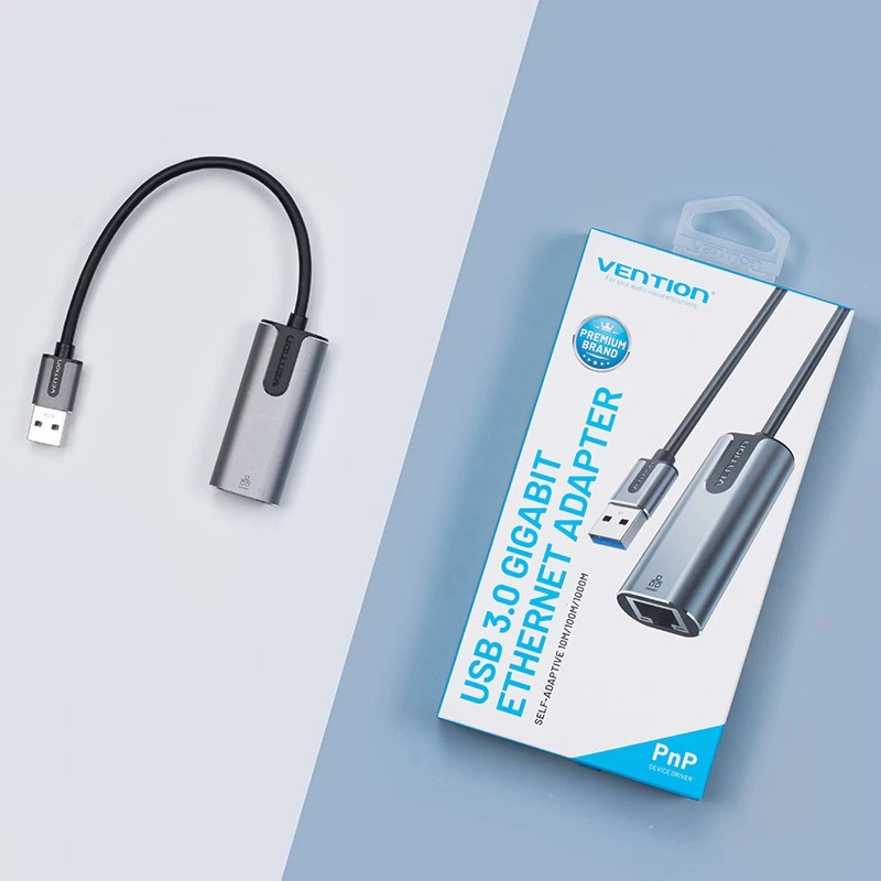 Vention USB 3.0-A to Gigabit Ethernet Adapter Gray 0.15M Aluminum Alloy Type