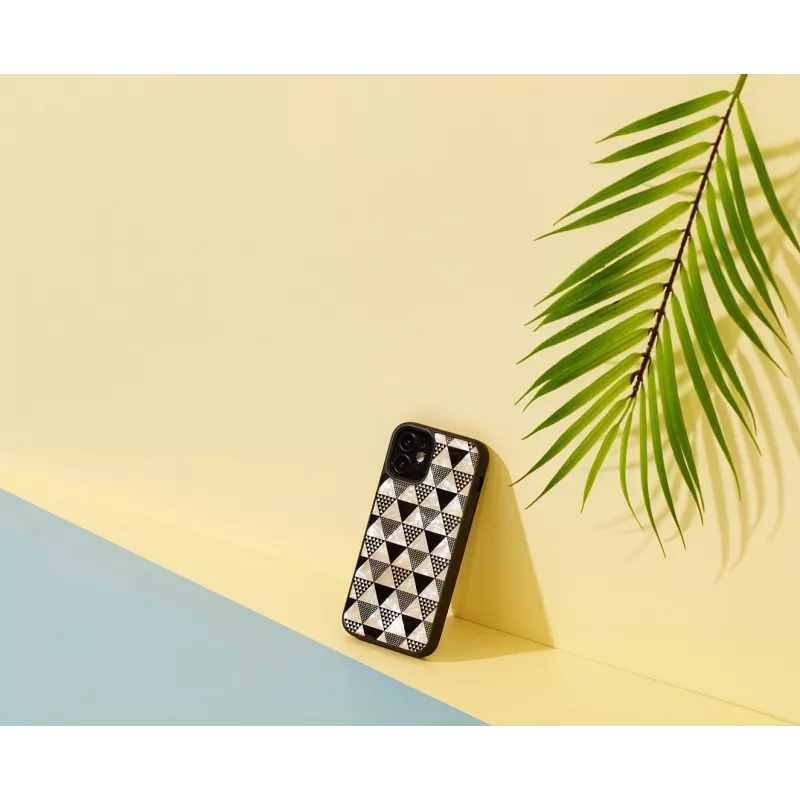 Protective phone case iKins for Apple iPhone 12 mini, pyramid texture, black