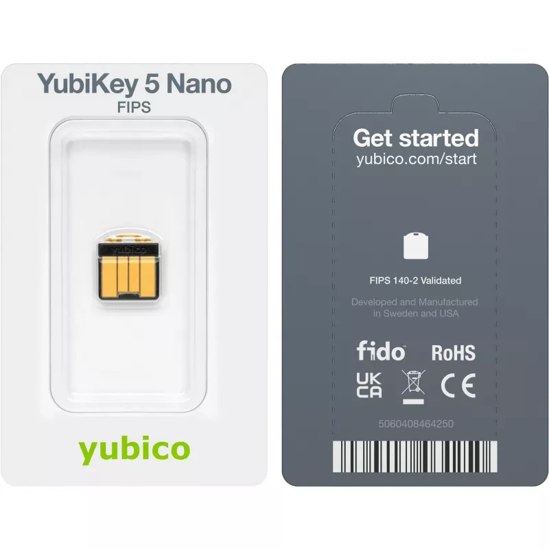 Security Key Yubico YubiKey 5 Nano FIPS USB-A NIST Validated