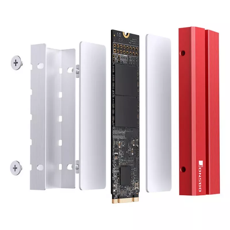M.2 SSD Cooler Jonsbo M.2-6 RED 2280 passive heatsink for 2280 NVMe/SATA drives