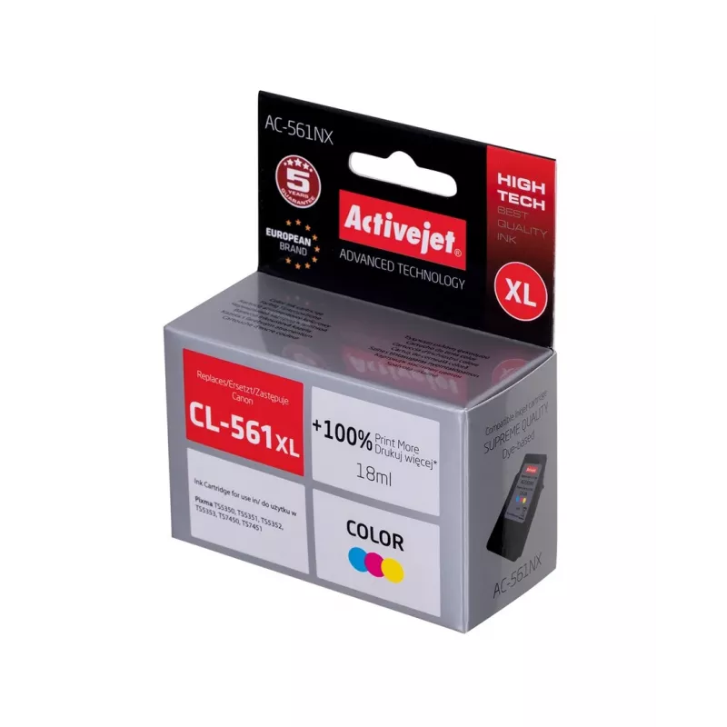 Activejet AC-561NX Ink (replacement for Canon CL-561XL; Supreme; 18 ml; Color: Cyan, Magenta, Yellow)