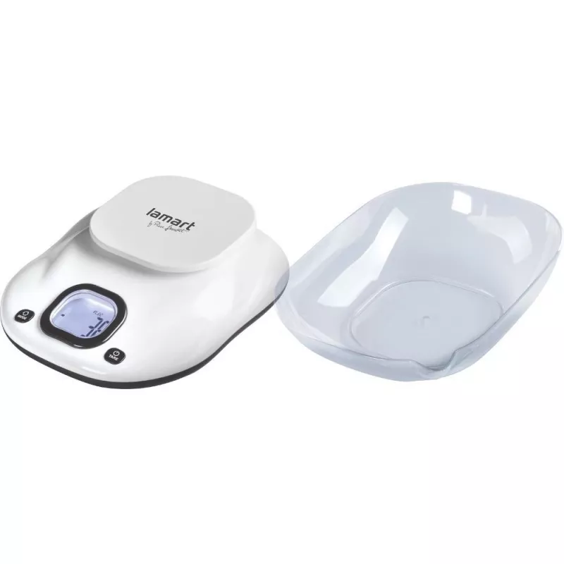 Kitchen scale LAMART LT7073 — touch control, large LCD, removable bowl, unit selection (g/ml/lb:oz), AAA battery