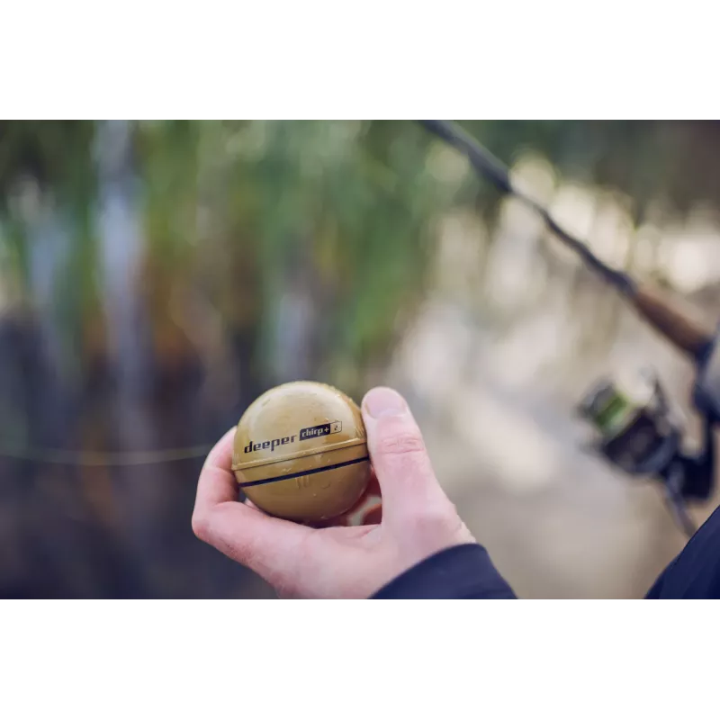 Portable Fish Finder deeper CHIRP+ 2 (100 m, 675 kHz, 47° cone, Wi‑Fi, GPS, sand color)