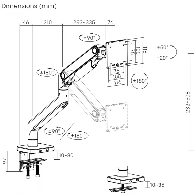 SBOX LCD Mount LCD-C49 for 17–49 inch screens, up to 20 kg, VESA 100x100