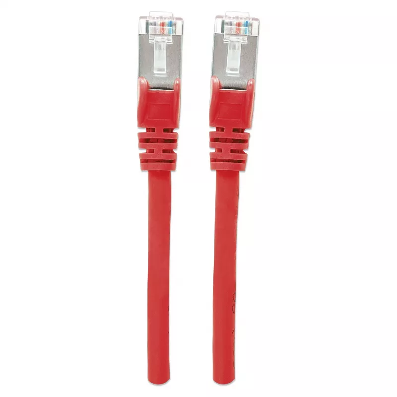 Intellinet Network Patch Cable, Cat6, 0.5m, Red, Copper, S/FTP, LSOH / LSZH, PVC, RJ45, Gold Plated Contacts, Snagless, Booted, Lifetime Warranty