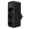 Power splitter MACLEAN MCE248 F/B — 3 AC sockets (1x16A, 2x6A) and 4 USB ports (2xUSB‑A, 2xUSB‑C PD 20W), EU plug, black
