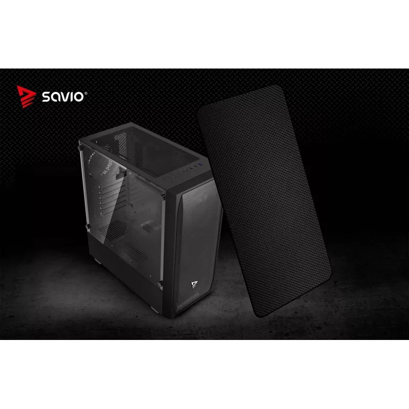 PC Case SAVIO Noctis Flow — Cube Mini‑ITX/Micro‑ATX/ATX, 3x120mm front, 1x120mm rear, 2x3.5 inch + 3x2.5 inch bays, tempered glass