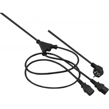 Power Y-Cable helos 262674 — 2.0 m, 2× IEC C13 to 1× IEC C14, black