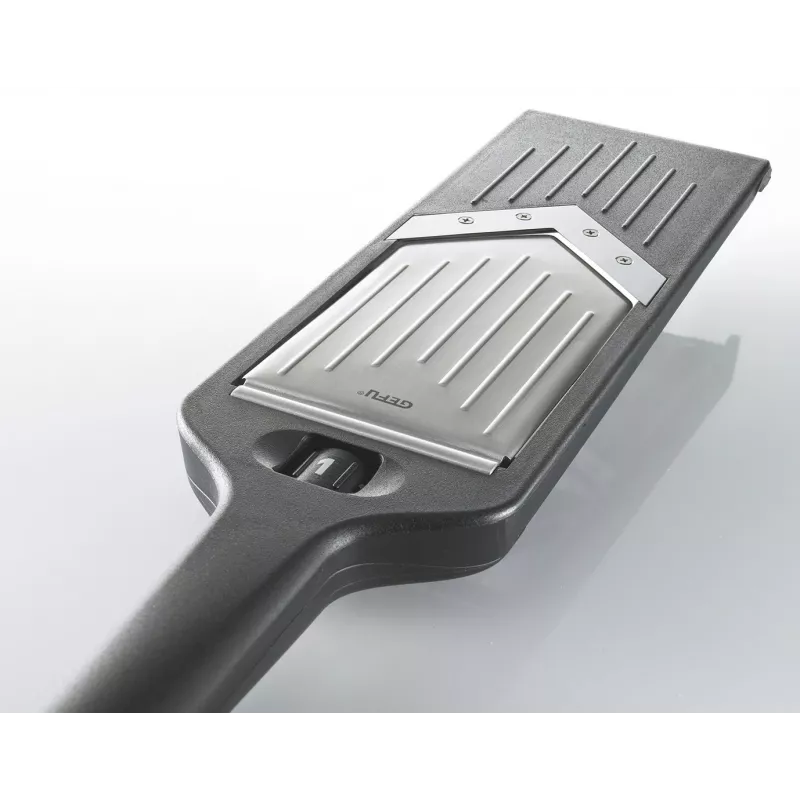 Manual slicer GEFU VIOLI 50440 — manual food slicer, stainless steel blades, 5 cutting positions, ABS housing, dishwasher-safe
