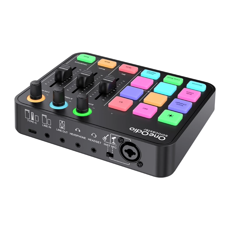Audio mixer and USB sound card OneOdio Solocaster — compact desktop interface for streaming and recording