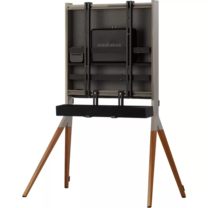 One for All Falcon Universal WM 7481 - Stand - for LCD TV / Soundbar - Walnut, gunmetal-Grey - Screen Size: 81.3-177.8 cm (32-70)