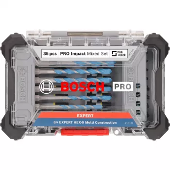 Impact drill and bit set Bosch PRO 35-piece 2608522518 — assorted drill and driver bits for metal, wood, masonry