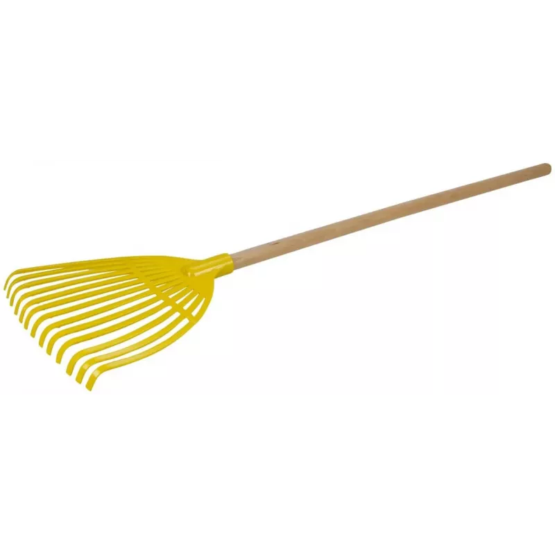 Leaf rake Lena model 05476 with wooden handle, lightweight garden rake for leaves