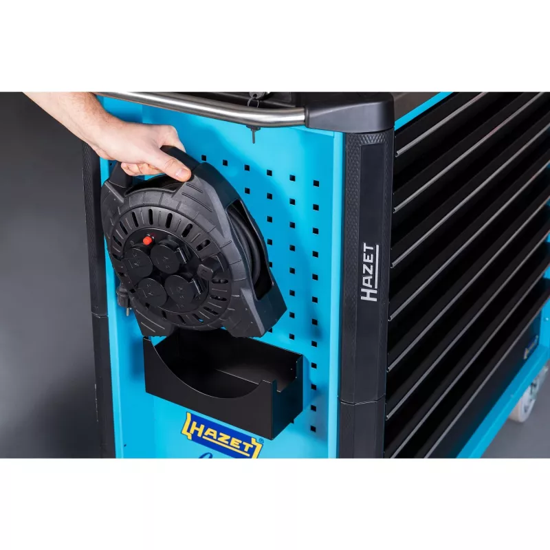 Cable reel Hazet 161N-3D, 10.00 m cable, black, portable power extension reel