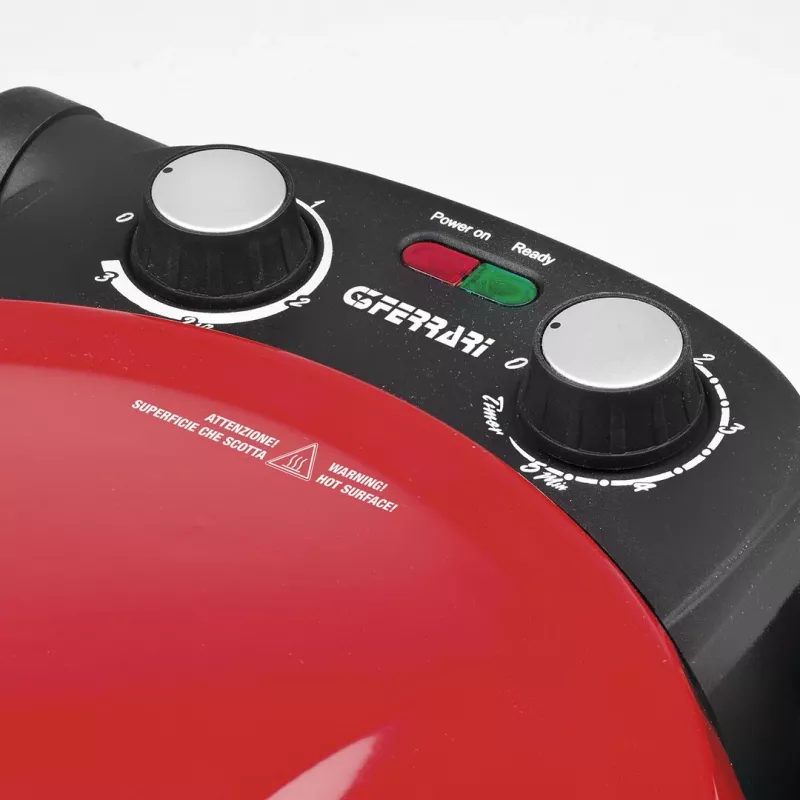 Pizza maker G3FERRARI G10032 — 1200W, stone cooking surface, max 400°C, 31 cm pizza, mechanical timer, red