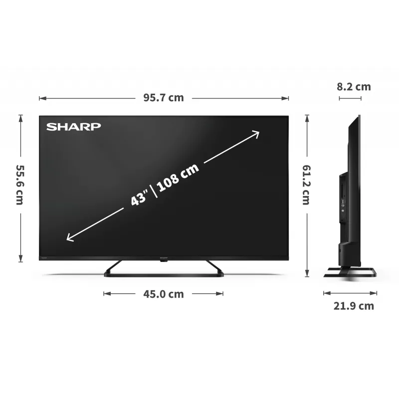 Sharp 43HP6265E TV Google UHD Black