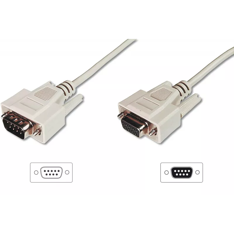 Digitus ASSMANN - Serielles Verlängerungskabel - DB-9 (W) zu DB-9 (M) - 5 m - geformt, Daumenschrauben - beige (AK-610203-050-E)